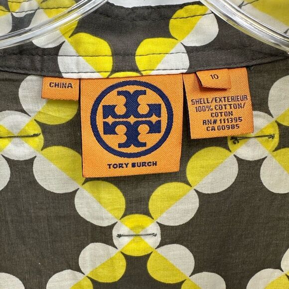 Tory Burch Geometric Multi-color sequined Blouse Long Sleeve Scoop Neck Size 10 - Picture 5 of 11